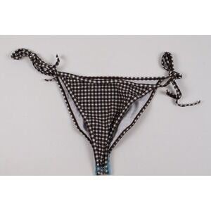 COLLUSION Bikini Bottom Gingham Side Tie Brown White Size 4 NEW